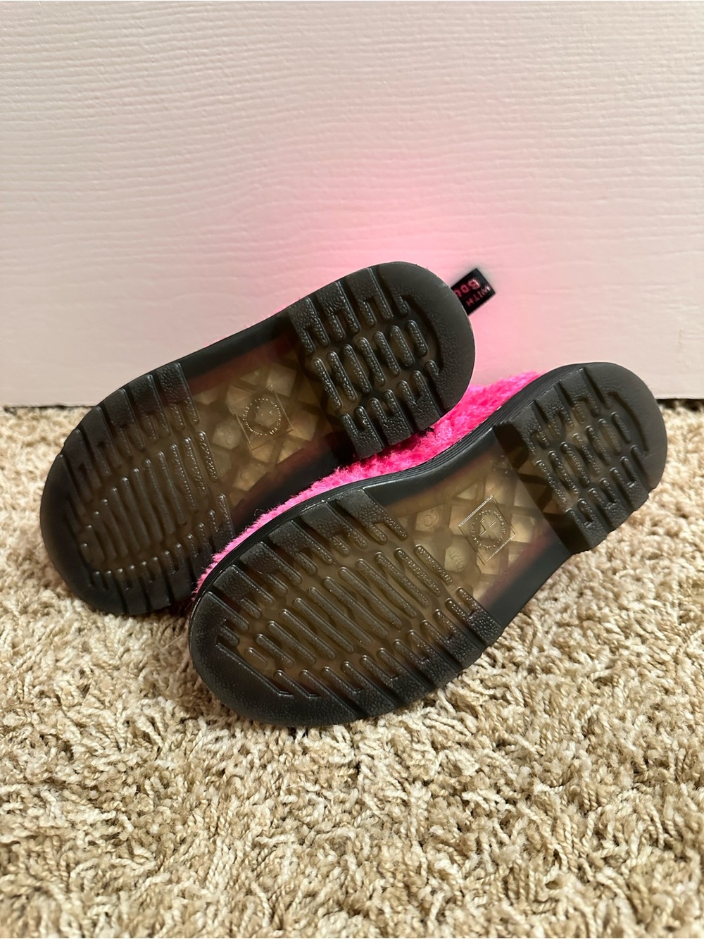 DR. MARTENS 1460 Pascal J Tinsel Fur Boots Kid's Size 10 Clash Pink - Picture 5 of 8